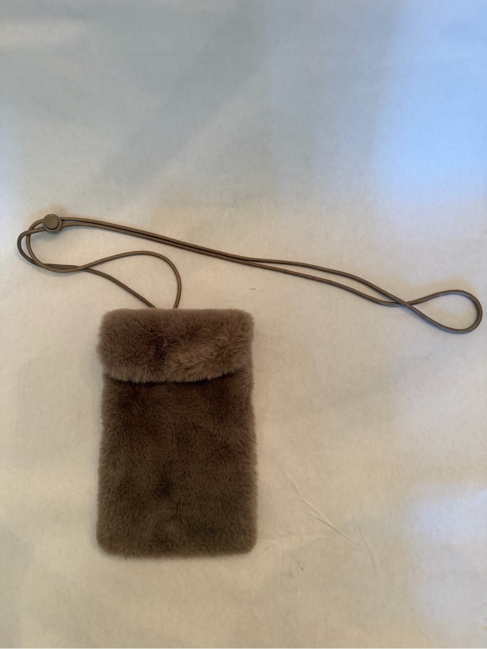 Plush Brown Faux-Fur Crossbody Phone Case